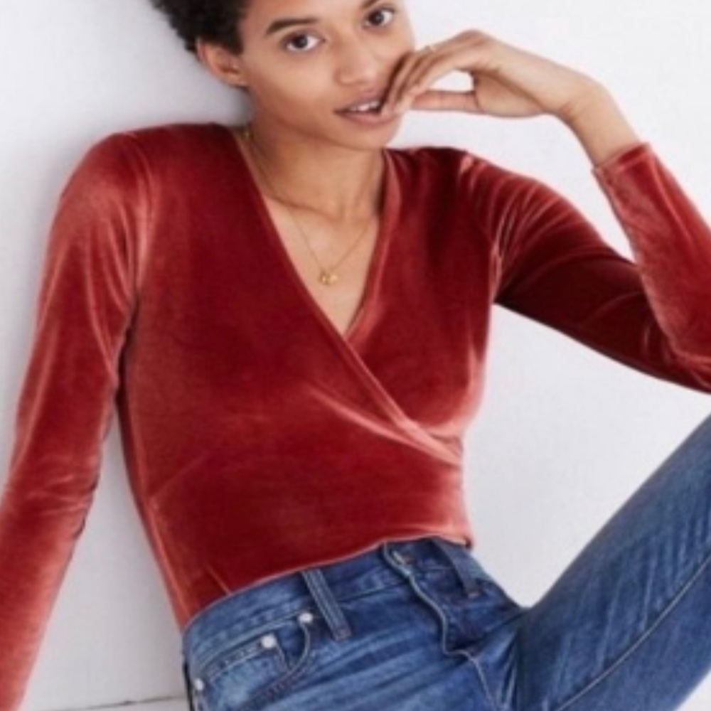 Velvet Bodysuit Madewell | Orange | Size M